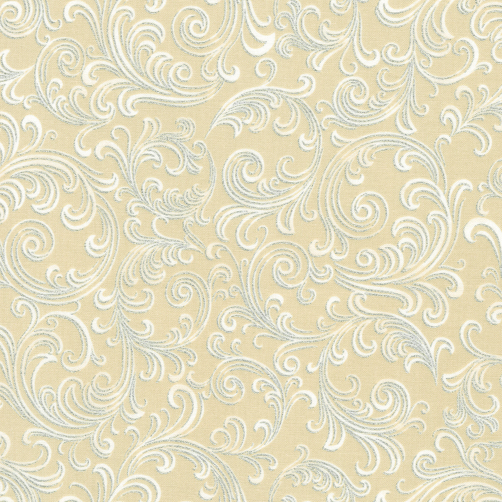 Holiday Flourish Peppermint Twist Swirls Natural Metallic Fabric by Robert Kaufman – Studio RK design