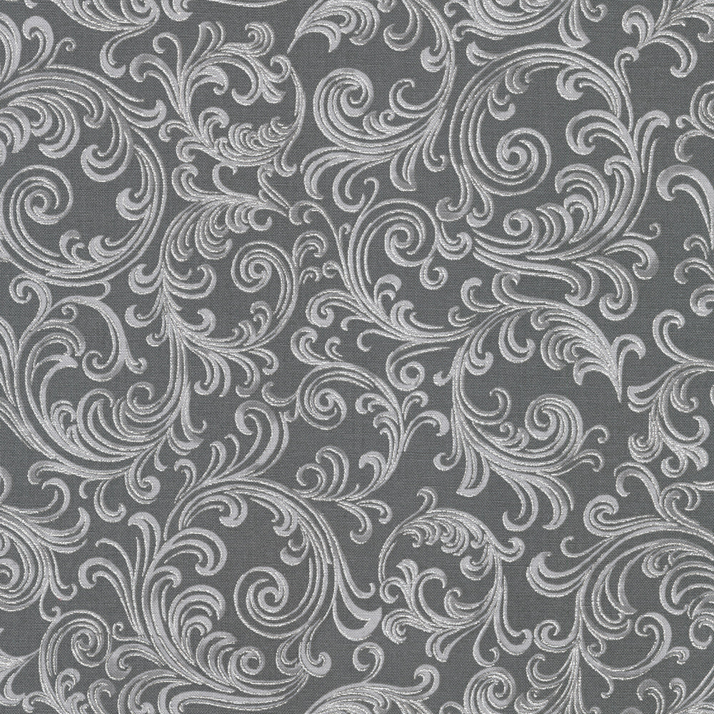 Holiday Flourish Peppermint Twist Swirls Graphite Silver Metallic Fabric by Robert Kaufman – Studio RK design