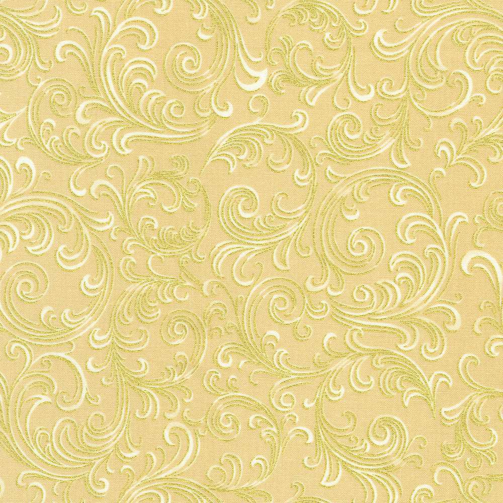 Holiday Flourish Peppermint Twist Swirls Cream Metallic Fabric by Robert Kaufman – Studio RK design