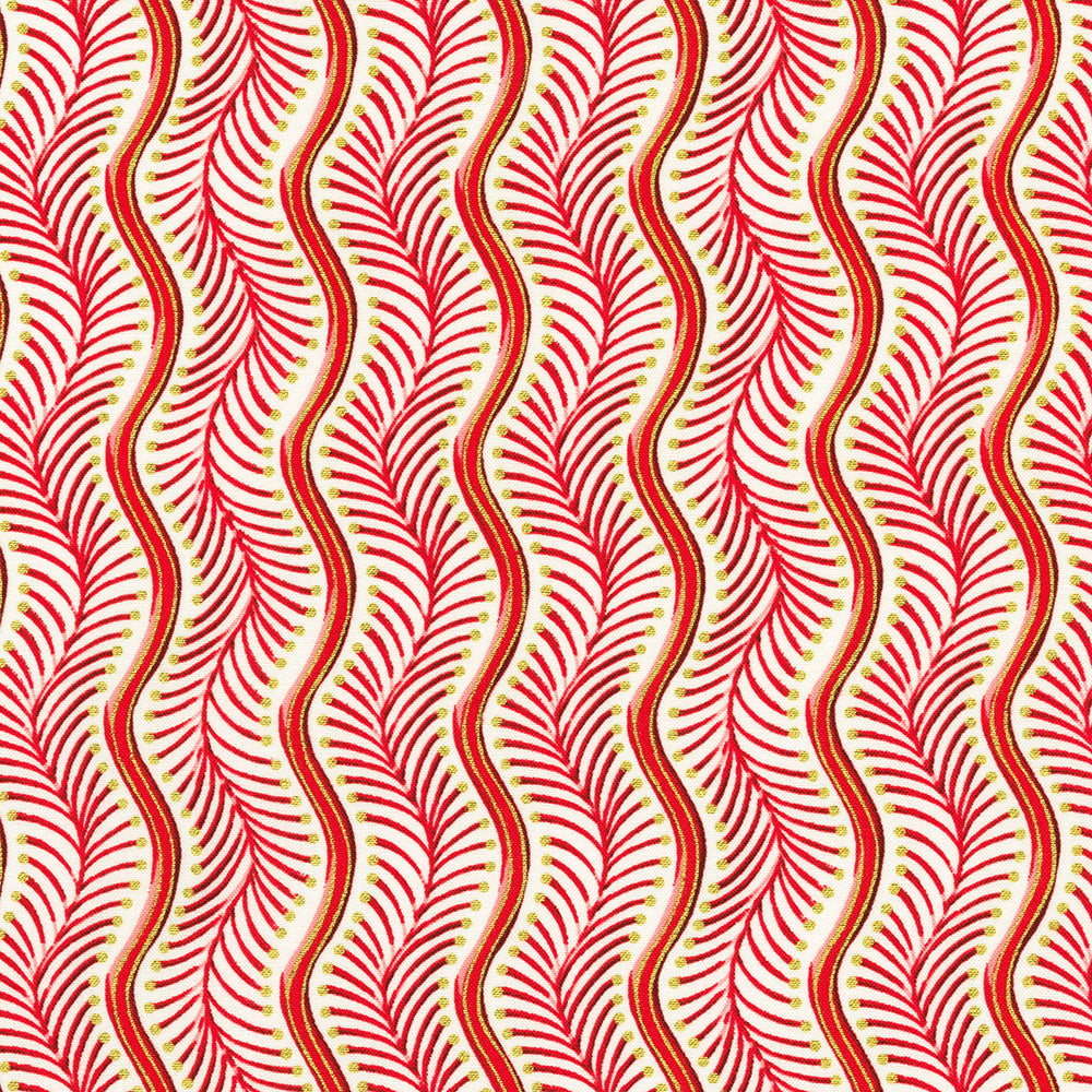 Holiday Flourish Peppermint Twist Wavy Stripe Candy Cane Metallic Fabric by Robert Kaufman – Studio RK design
