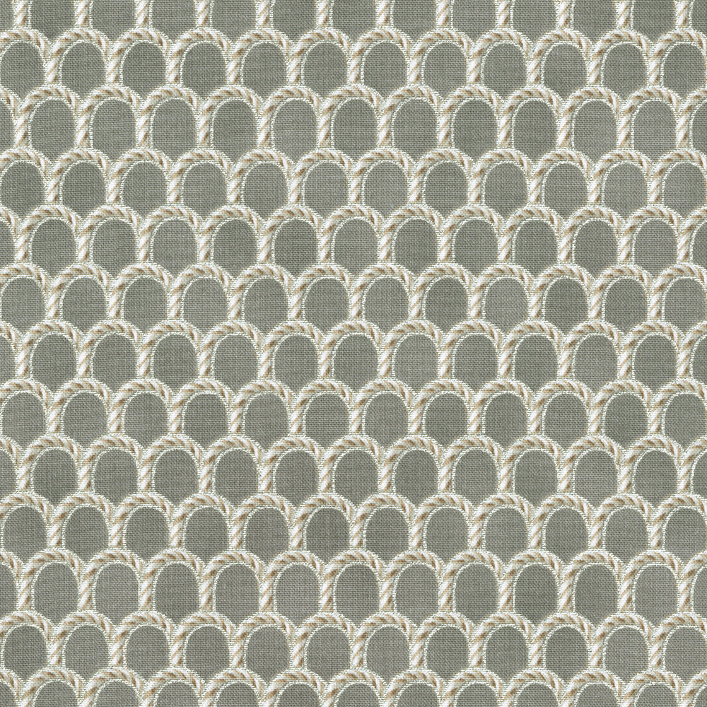 Holiday Flourish Peppermint Twist – Candy Canes Pewter Metallic Fabric by Studio RK for Robert Kaufman, featuring candy cane motifs with metallic accents on pewter background.