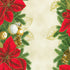 Holiday Flourish Forest Glen cream fabric with red poinsettias, evergreen garlands, ornaments, woodland animals and metallic gold accents.