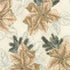 Holiday Flourish Forest Glen cream fabric featuring ivory poinsettias, pinecones, evergreen branches, and metallic silver accents.