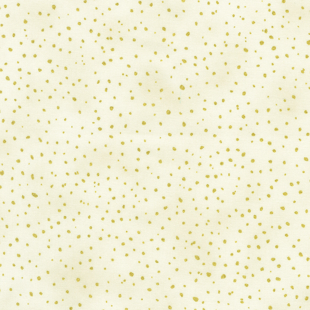 Holiday Flourish Forest Glen cream fabric featuring scattered metallic gold dots on a soft cream background.