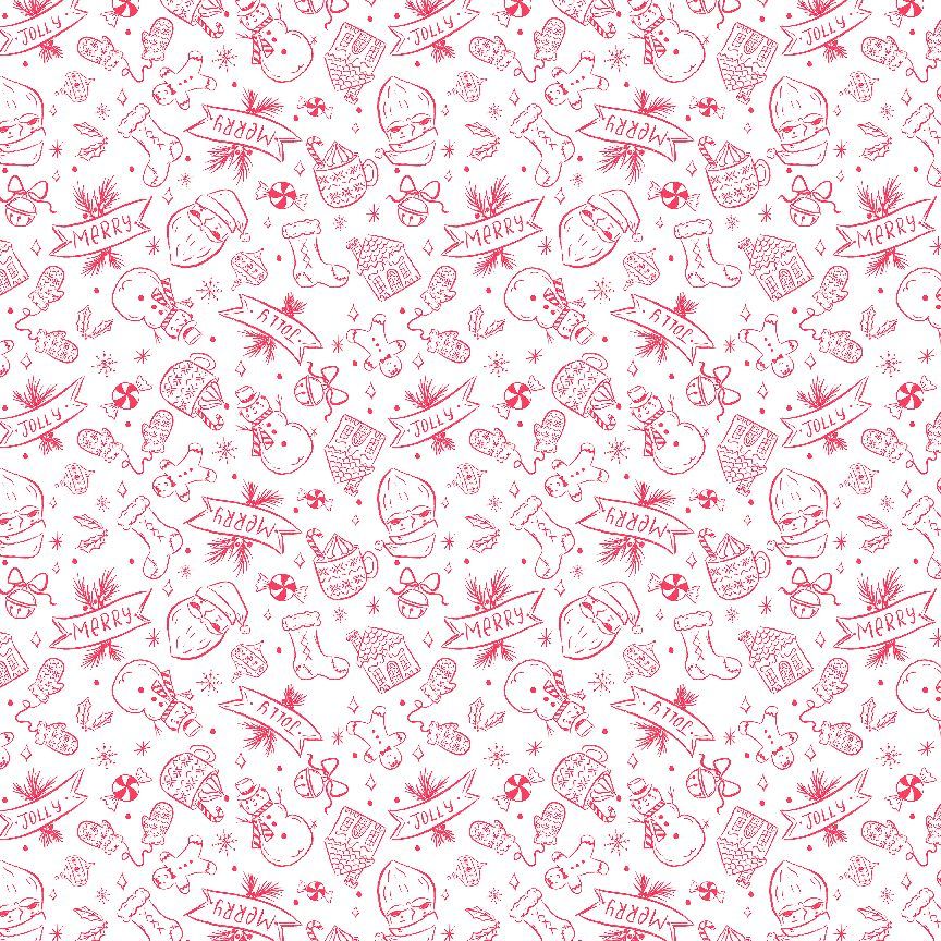 Jingle All The Way Holly Jolly White Christmas quilting cotton by Erica Ilene for Dear Stella Design