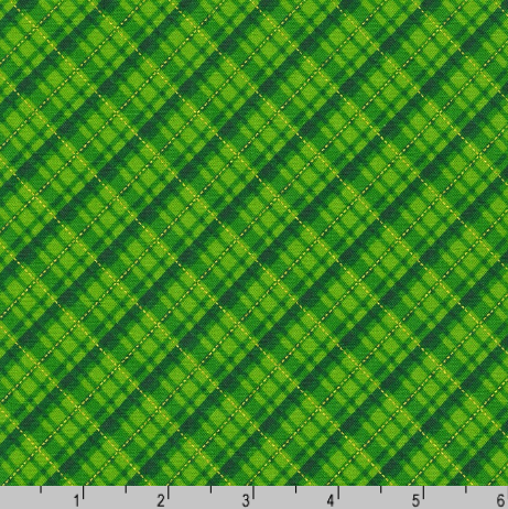 Kaufman - Holiday Charms - Plaid Green Gold
