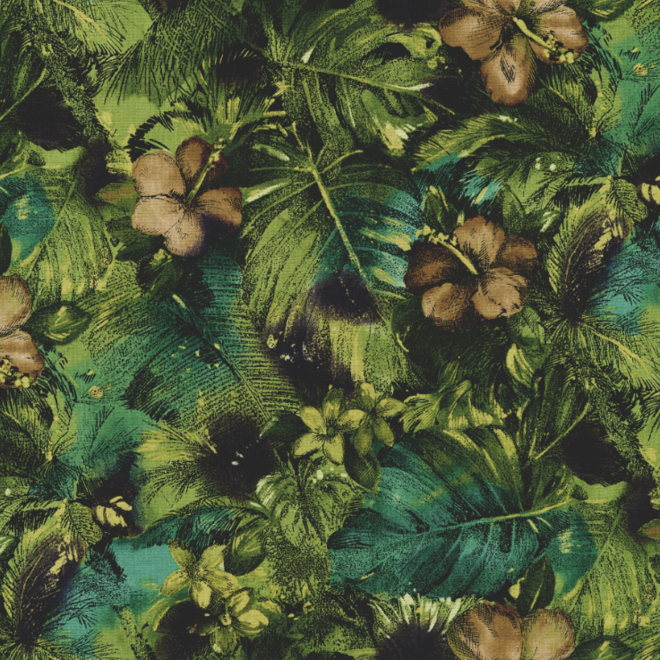 Casablanca - Floral Olive fabric by Jinny Beyer for RJR Fabrics with intricate green floral pattern on 100% cotton.