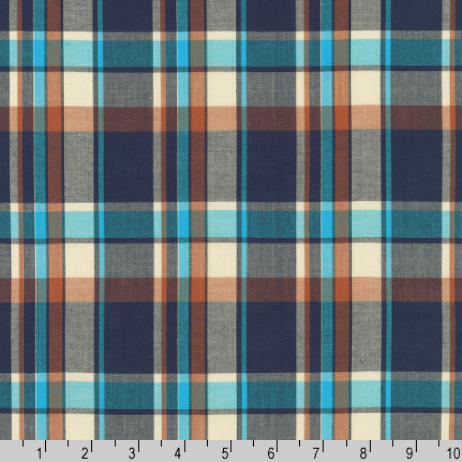 Kaufman - Mad for Madras Plaid Yarn Dyed Turquoise