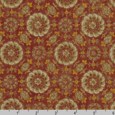Sevenberry Nara Homespun red floral Japanese cotton fabric.
