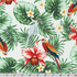 Island Paradise – Tropical Leaves and Birds on Ivory fabric by Sevenberry for Robert Kaufman – Cotton fabric with botanical leaves and colorful birds.