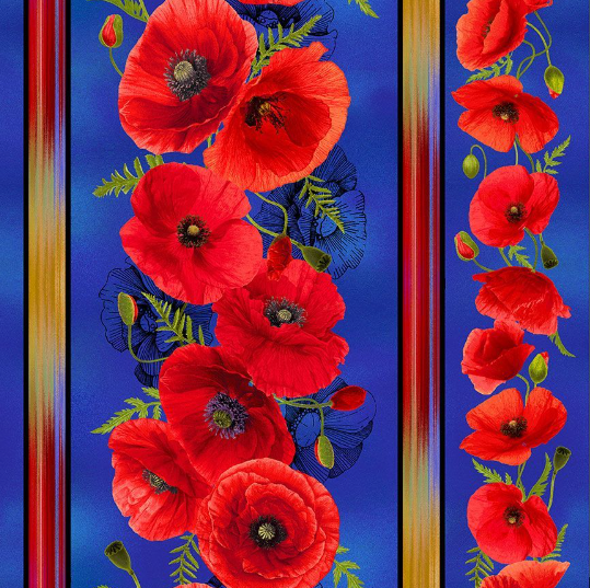 Sunset Poppies - 11" Stripe Fabric