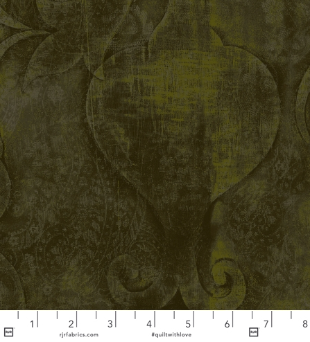 Embossed Khaki Fabric by Jinny Beyer – tonal khaki cotton with floral texture from Midnight Garden by RJR Fabrics.