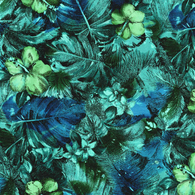 Casablanca Floral Teal quilting cotton by Jinny Beyer for RJR Fabrics in rich teal background with oversized floral motifs