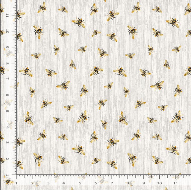 Honey Bee Farm - Flying Bees On Wood Texture Grey