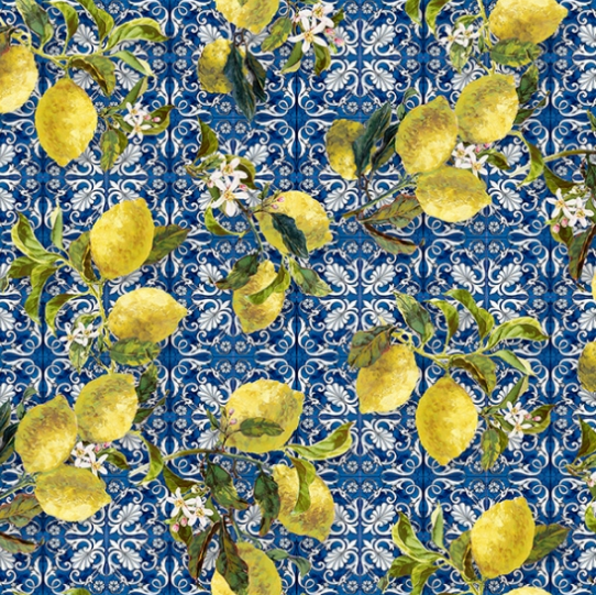 Mediterranean Escape Navy fabric with deep blue digital texture by Hoffman Fabrics