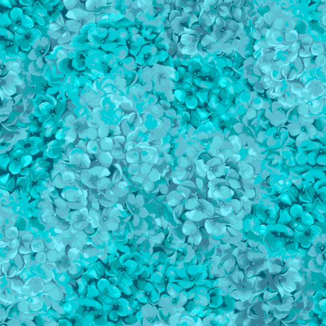 Floral Fantasy - Hydrangea Aqua Marine Fabric