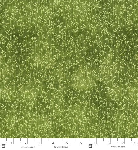 Baby’s Breath Snow Pea Fabric by Briar Hill Designs – pale green botanical quilting cotton for RJR Fabrics.