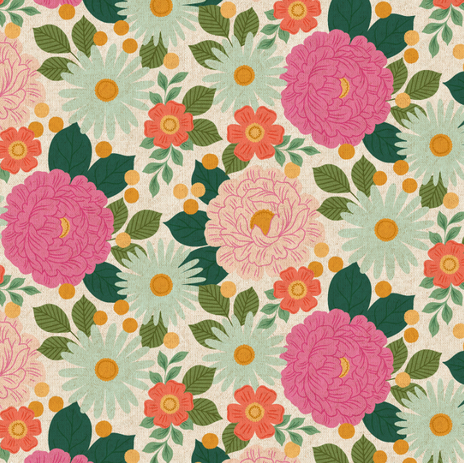 Wildflora - Floral Daydream - Garden Path unbleached canvas by Erin McManness for Cotton + Steel, 100% cotton canvas with garden floral print.