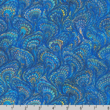 Library of Rarities Swirls Indigo fabric by Aimee Stewart – 100% cotton with swirling patterns in rich indigo by Robert Kaufman.