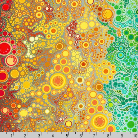 Effervescence Adventure colorful bubble digital print fabric by Amelia Caruso for Robert Kaufman