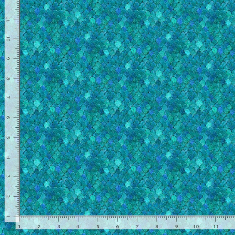 Flourish Scale Texture Teal fabric by Timeless Treasures – digital print 100% cotton with layered teal scale design.