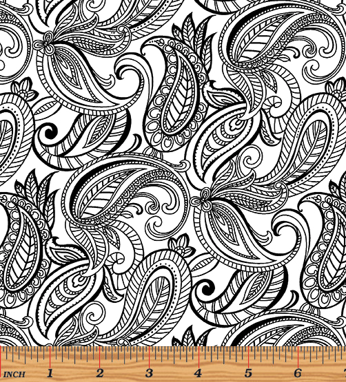 Night and Day - Paisley White/Black by Benartex