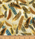 Cream fabric with gold metallic feathers – Gilded Feathers by Kanvas Studio