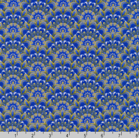Jaikumari - Scallop Cobalt Metallic Fabric