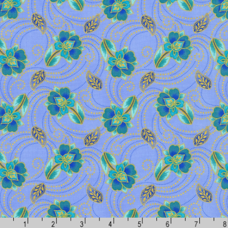Jaikumari - Floral Sky Metallic Fabric