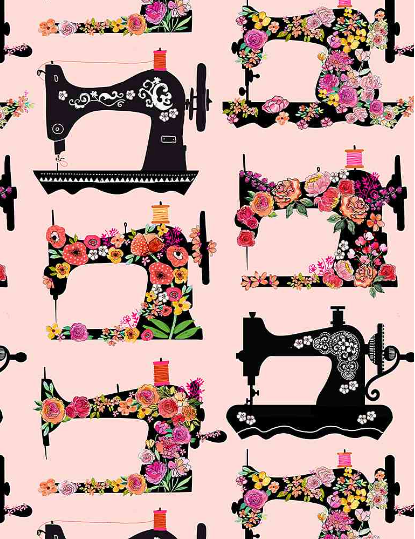 Sew Many Gnomes - Floral Sewing Machines Fabric