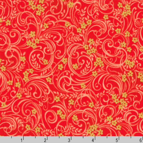 Poppy Hill - Poppy Scrolls Metallic Fabric