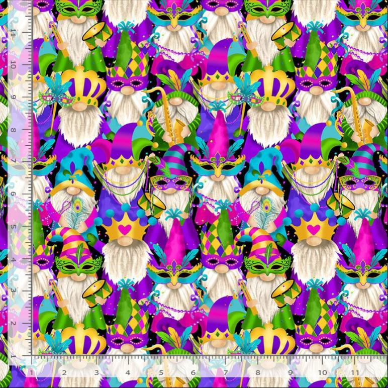 Mardi Gras Parade - Mardi Gras Gnomes Fabric