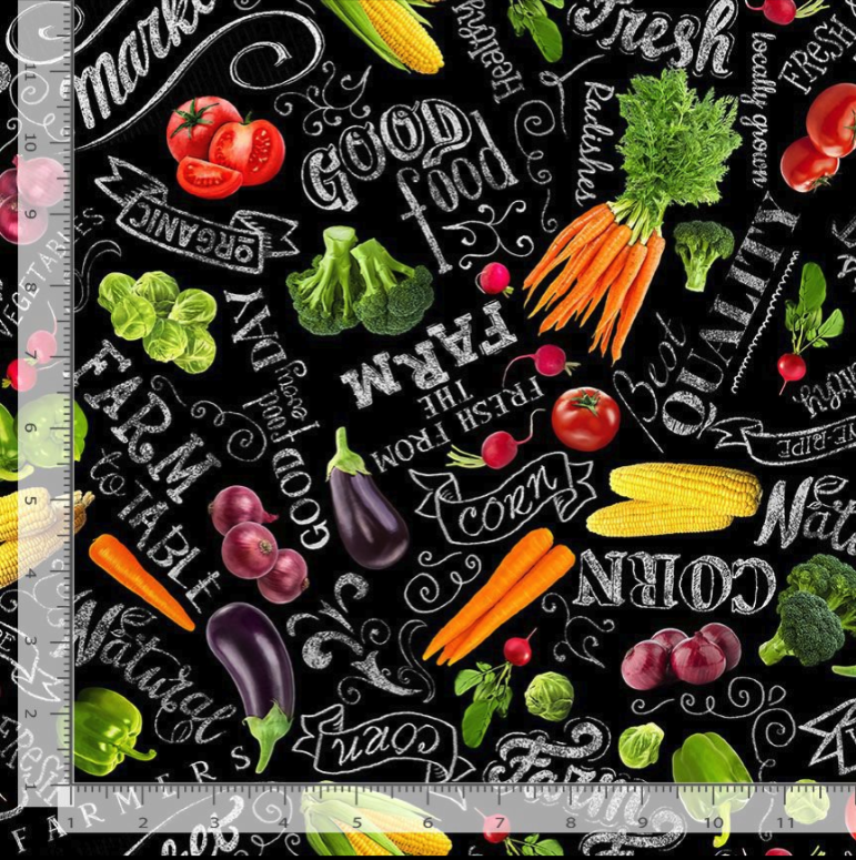 Farm Stand - Vegetable Chalk Board Fabric