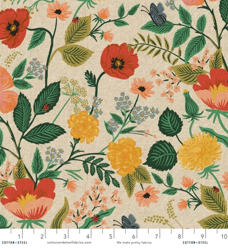 Camont - Poppy Fields - Natural Canvas Fabric