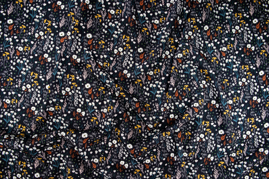 Dear Isla - Meadow - Almost Black Rayon Fabric
