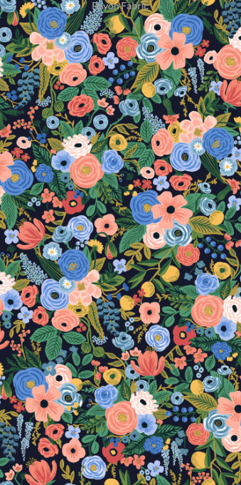 Wildwood - Petite Garden Party Navy Rayon Fabric