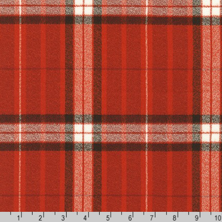 Mammoth Organic Flannel Red Plaid Fabric by Robert Kaufman – 100% Organic Cotton Brushed Flannel