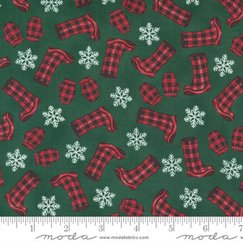 Home Sweet Holidays - Boots Mittens Snowflakes Green