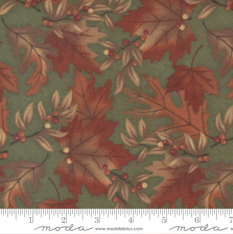 Fall Melody Flannel - Nature Leaf Olive Flannel