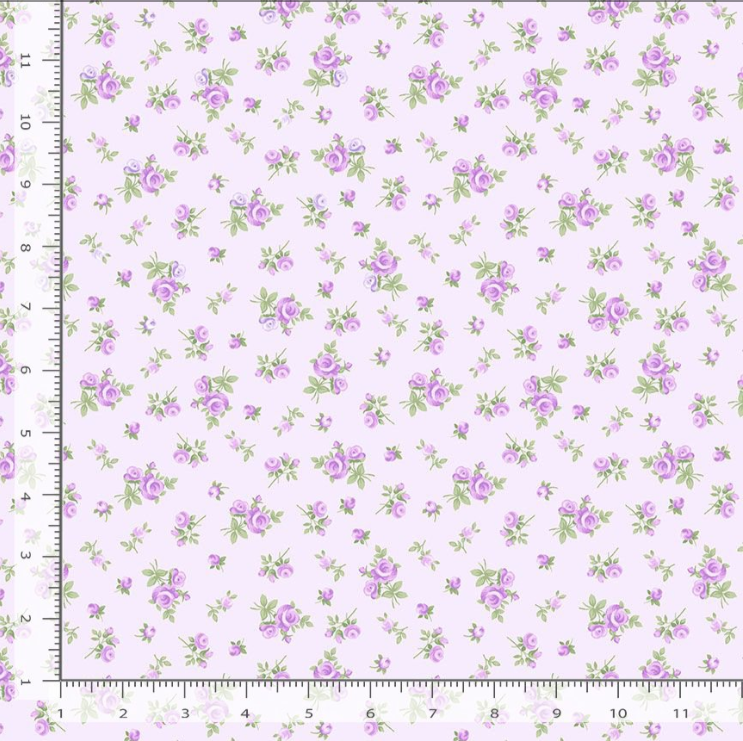 Tossed Tiny Rose Lilac fabric by Timeless Treasures – soft floral print
