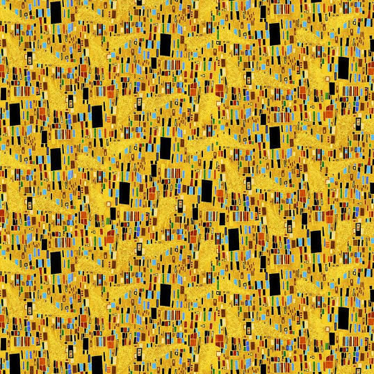 Cleo Bejeweled Golden Geo Abstract Square fabric – metallic cotton by Chong-a Hwang for Timeless Treasures with jewel tones and gold accents.