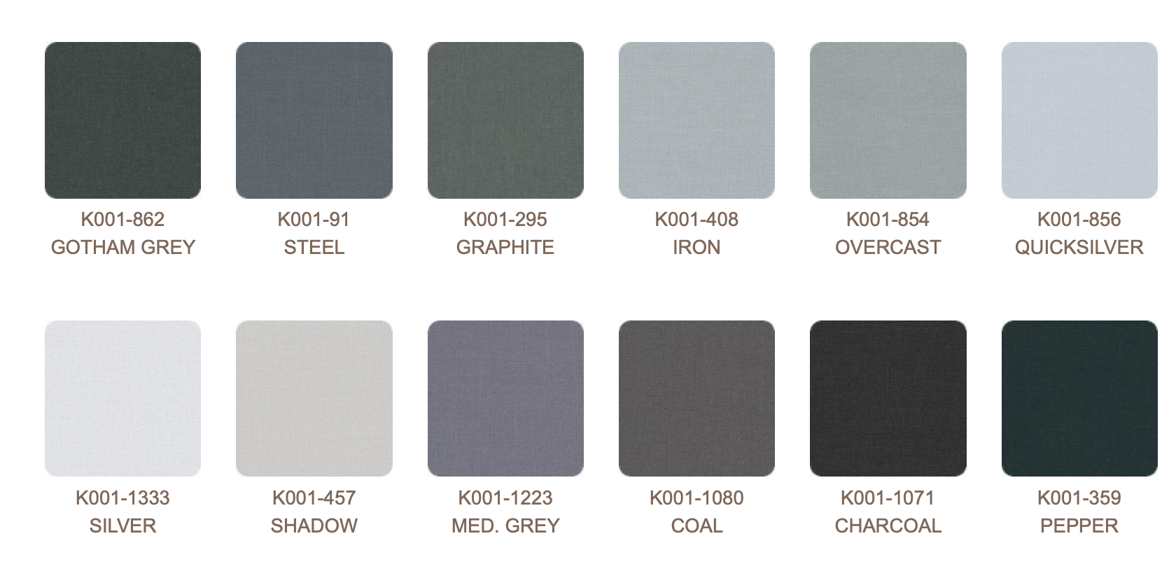 Kona Cotton Stormy Skies Palette Ten Squares