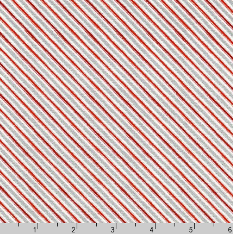 Holiday Charms Stripe Scarlet Silver Metallic Fabric by Studio RK for Robert Kaufman