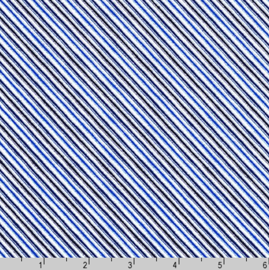 Holiday Charms - Stripe Navy Silver - Kaufman