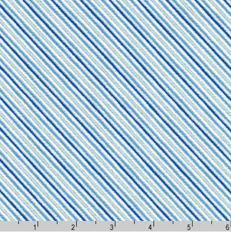 Holiday Charms - Stripe Blue Silver - Kaufman