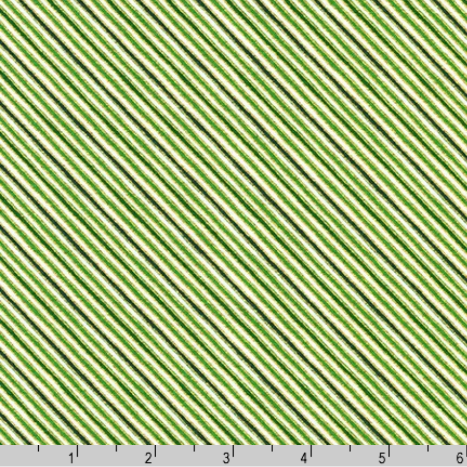 Holiday Charms - Stripe Green Gold - Kaufman