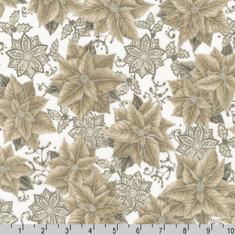Holiday Flourish - Festive Finery - Poinsettias Blanc Silver