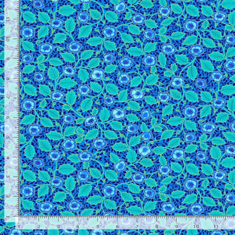 Luminous - Small Floral with Leaves Blue Metallic