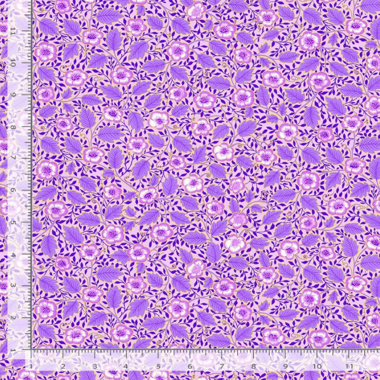 Luminous - Small Floral with Leaves Purple Metallic - Timeless