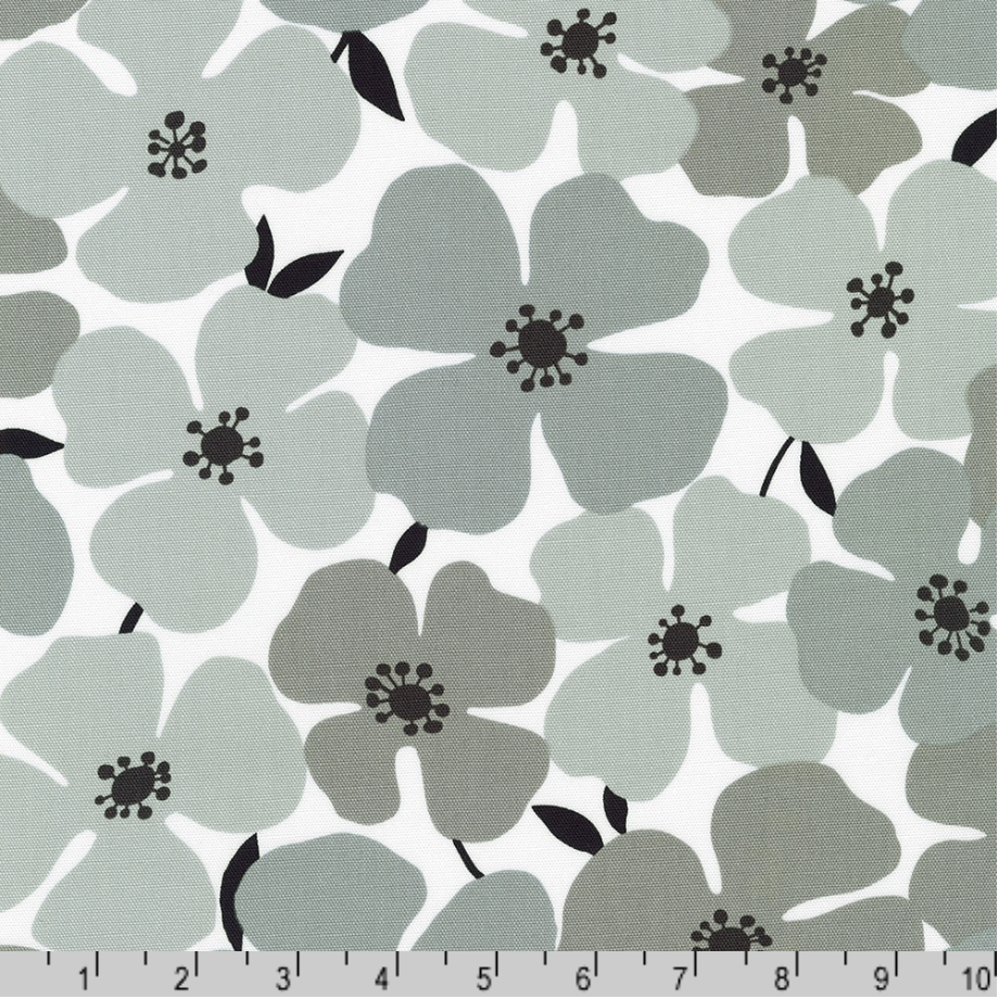 Sevenberry Canvas Prints Florals Gray cotton canvas fabric by Robert Kaufman – gray floral canvas for bags, upholstery & home décor